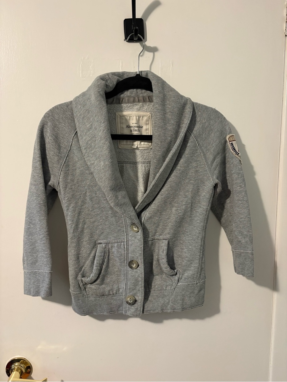 Abercrombie women’s Collar Button Sweatshirt Jacket - Light Gray
